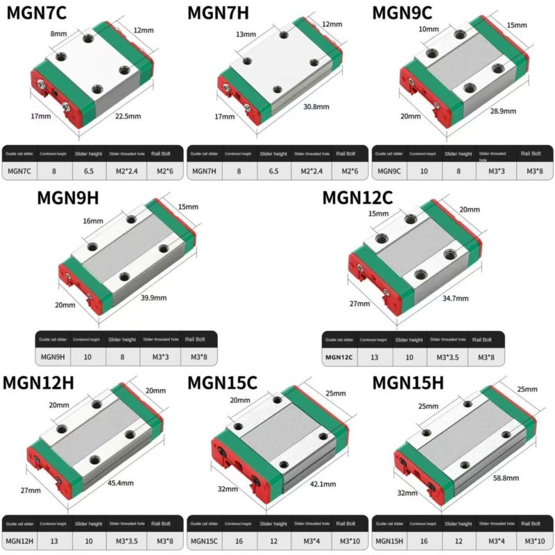 Linear Rail Mgn12H Set - 2개 MGN12H MGN12C MGN7H MGN7C MGN9H