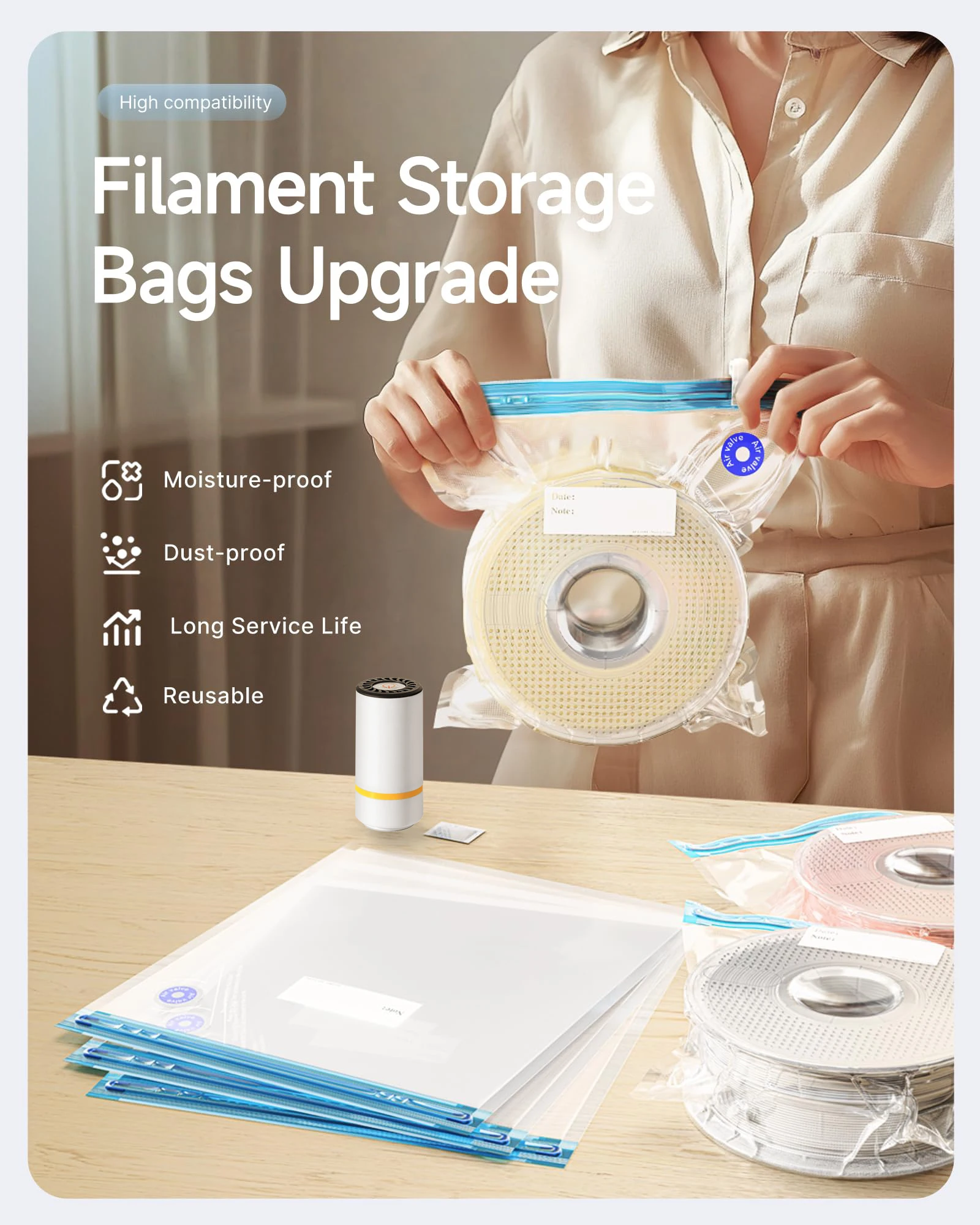 USB 충전식 전기 공기 펌프가 포함된 3D 프린터 필 - Petg Filament 리뷰 및 가격