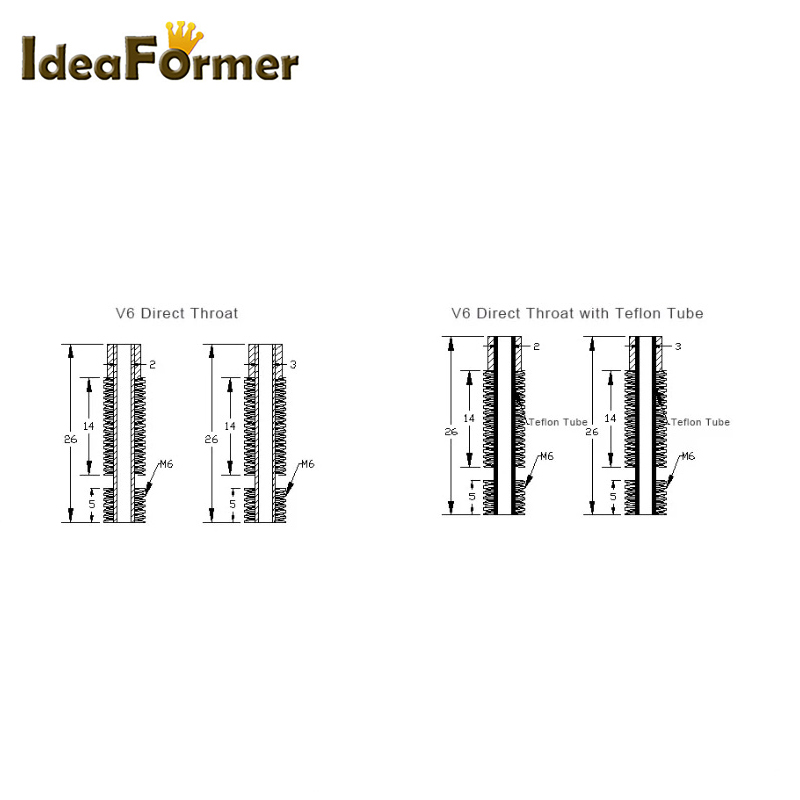 목구멍 M6 26mm V6 Wade 단거리 핫 엔드 모 - Direct Drive Extruder 리뷰 및 가격